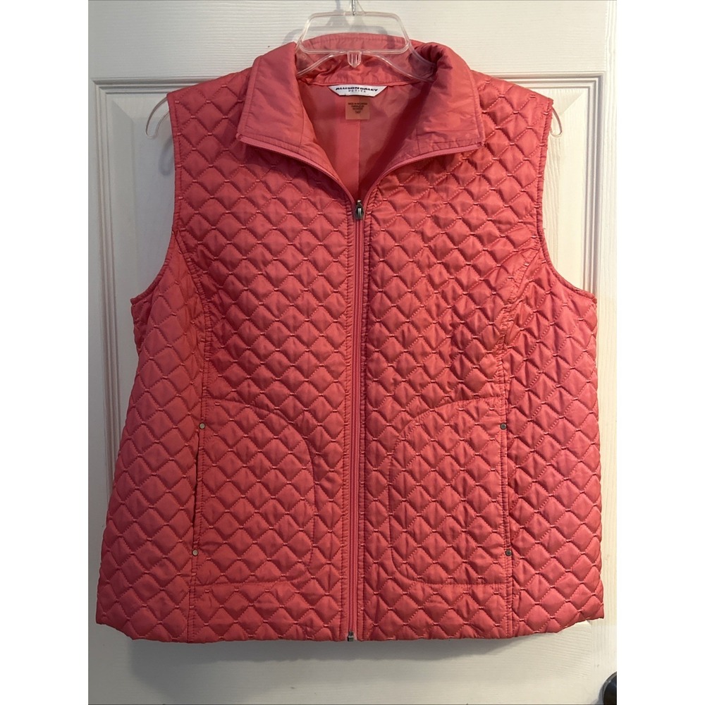 Allison Daley Pink Embroidered Quilt Full Zip Vest Womens Sz 14P